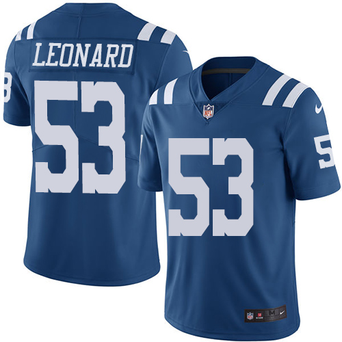 Indianapolis Colts #53 Limited Darius Leonard Royal Blue Nike NFL Men Rush Vapor Untouchable Jersey